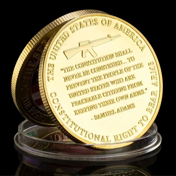 🇺🇸2nd Amendment Right To Bear Arms Samuel Adams Encased Gold Collector Coin! - Picture 4 of 8